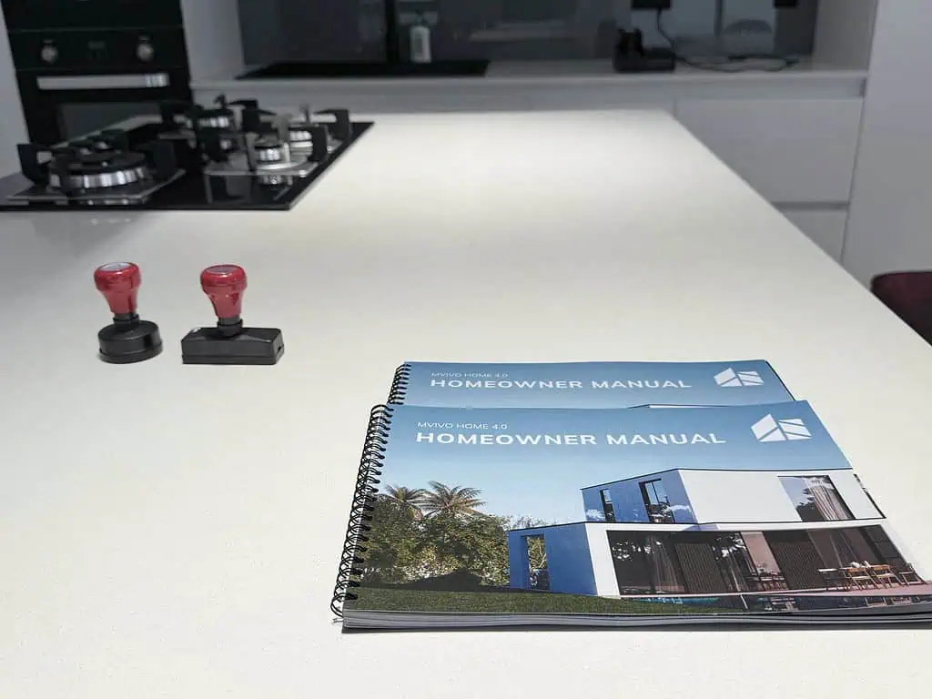 homeowner manual MVIVO on countertop