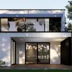 3D render of villa LP with closeup view of the patio with composite decking